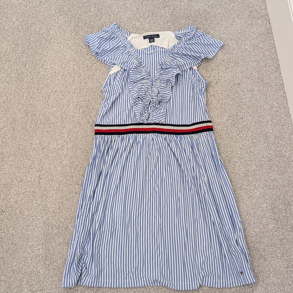 GUC Tommy Hilfiger Blue Striped Girls Dress - Picture 1 of 4